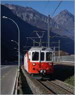 The MC BDeh 4/4 N° 8 between Vernayz MC and Martigny by the old stop La Bâtiaz.