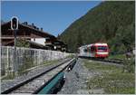The TMR Beh 4/8 71 comming from Martigny is arriving at Vallorcine.