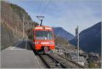 The TMR BDeh 4/8 21 (UIC 90 85 838 0872-4 CH-TMRSA) as local train service is on the way from Vallorcine to Vernayaz and makes a stop Trient. 

November 19, 2025