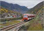 The TMR Region Alps RABe 525 038  NINA  on the way Le Châble to Martigny in the vineyards by Bovernier.