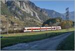 A Region Alps RABe 525 (NINA) regional train is traveling from Le Châble to Martigny and has just left Sembrancher station.

October 30, 2024