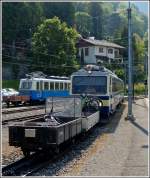 Two MGN trains photographed in Glion on May 26th, 2012.