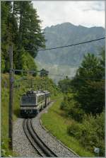Rochers de Naye train Beh 4/8 N° 304 and 303 on the way to the summit. By Les Hauts de Caux, 14.08.2012