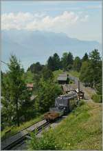 Rochers de Naye train on the way to the summit. 
By Les Hauts de Caux, 14.08.2012