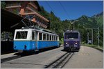 The Bhe 2/4 203 and the Bhe 4/8 303 in Caux.