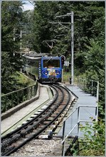 The Rochers de Naye Beh 4/8 302 and an other one are arriving at Le Tremblex.
07.08.2016
