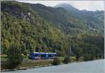 The MIB GTW Be 2/6 13 on the way to Innertkirchen by the Aareschlucht West Station.