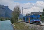 The MIB Be 2/6 13 (the ex CEV MVR Be 2/6 7004  Montreux ) on the way to Innertkirchen by hist stop at the Aareschlucht West Station.