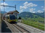 Two Goldenpass trains are meeting in Gruben on May 25th, 2012.