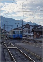 The MOB ABDe 8/8 4001  SUISSE  on the way from Vevey to Ski-Area in the Alpes by his passage in Blonay. 27.02.2017