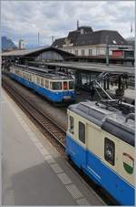 The MOBABDe 8/8 4002 VAUD and 4004 FRIBOURG in Montreux.