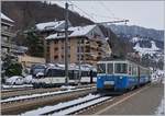 The MOB ABDe 8/8 4001 SUISSE and the ABe 9302  Château d'Oex  in Chernex.