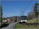 The MOB GDe 4/4 6005 wiht a Pamoramic Express on the way from Montreux to Zweisimmen by Fontanivent.