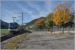 The MOB Ge 4/4 8001 wiht a Panoramic Express in Saanen.