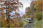 The MOB Alpina Be 4/4 9203 (and an other one on the end of the train) wiht a local train service from Montreux to Zweisimmen near Sendy-Sollard.