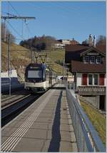 The MOB local service 2214 from Montreux to Zweisimmen in Les Sciernes. 

26.11.2020