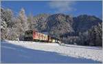 The MOB GDe 4/4 6006 with his Panoramic Express from Zweisimmen to Montreux by Les Avants.

02.12.2020