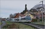 The MOB Ge 4/4 8004 with his MOB GoldenPass Panoramic Service from Zweisimmen to Montreux n by Planchamp.