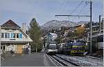 The MVR CEV ABeh 2/6 7501 and the MOB Gm 4/4 2004 Albeuve in Fontanivent.