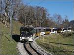 The MOB GDe 4/4 6005 with the MOB Golden Pass Panoramic from Montreux to Zweisimmen by Les Sciernes.