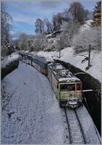 The MOB GDe 4/4 6006  Aigles les Murailles  with a MOB Panoramic onthe way to Montreux by Sonzier.

05.12.2020