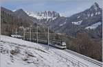 The MOB Alpina ABe 4/4 9302 with the GoldenPass Belle Epoque from Zweisimmen to Montreux in Sendy-Sollard.

09.01.2021