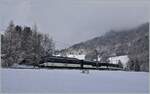 The MOB GDe 4/4 8004 with a Panoramic Express from Zweisimmen to Montreux by Les Avants.