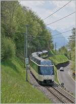 A MOB Panoramic Service on the way from Montreux to Zweisimmen by Chamby.