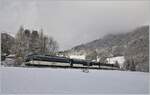 A MOB Ge 4/4 Serie 8000 wiht a direct service from Zweisimmen to Montreux by Les Avants.