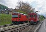 The RhB ABe 4/4 N° 35 the Blonay Chamby Railway and the MOB HGem 2/2 2501 de in Blonay. 09.10.2021