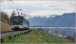 The MOB GDe 4/4 6005 near Planchamp over Montreux on the way to Zweisimmen.