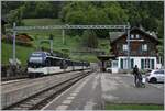 A local train service from Zweisimmen to Montreux with the MOB ABe 4/4 - B - Be 4/4 Serie 9000   lpina  by his stop in Les Avants. 

02.05.2020