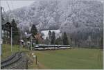 A MOB ABe 4/4 Serie 9000 is with a local service by Les Avants on the way from Zweisimmen to   Montreux. 

06.01.2024