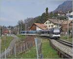 The MOB ABe 4/4 9301  Alpina  wiht a  local service from Zweisimmen to Montreux by Fontanivent.