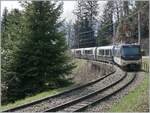 he Goldenpass Express GPX from Interlaken to Montreux between Les Avants and Sendy Sollard wiht the MOB Ge 4/4 8002. 

22.03.2024