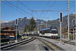 With an MOB  Alpina  ABe 4/4 / Be 4/4 at the front and rear of the MOB Belle Epoque train, it arrives at Gstaad station. The train is en route from Montreux to Zweisimmen.

November 30, 2024