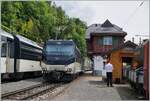 With the pushing MOB Ge 4/4 8004, the GoldenPass Express GPX departs from Chamby station after the arrival of the opposing train, traveling from Interlaken Ost to Montreux.

May 20, 2024