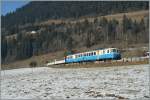 MOB ABDe 8/8 with a local train on the way to Zweisimmen by Chteau d'Oex.
23.01.2011