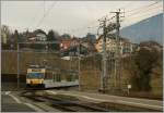 CEV GTW Be 2/6 7003  Blonay  is arriving at St Legier Gare.