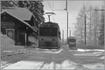 The CEV Be 2/2 N 72 by his stop on the summit station Les Pleiades.