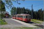 The SCE BDeh 2/4 74 and Bt 222 on the summit Station Les Pleiades.