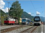 The CEV HGe 2/2 N° 2, the CEV Bhe 2/4 71  Train des Etoiles  and The SURF ABhe 2/4 N° 7501 in Blonay.
