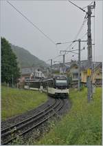 The MVR ABeh 2/6 7502 is comming from the Pléiades and will by shortly arriving at the Blonay station.