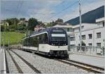 The CEV MVR GTW ABeh 2/6 7506 on the way to the Vevey by his stop on the  new  St-Légier Gare Station.