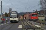 The CEV MVR ABeh 2/6 7504 and the CEV MVR HGem 2/2 2501 in Blonay.