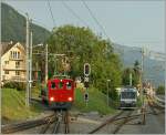 The CEV HGe 2/2 N 1 is leaving Blonay Station.