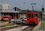 A NStCM local train is arriving at Les Plantaz.