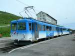 The  Blue  Train is coming from Arth Goldau on the Rigi Kulm Summit.
