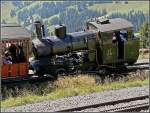 RB steam egine Nr 17 is arriving at Rigi Kulm on August 4th, 2007.