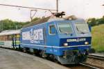 SOB 446 446 advertises for the 'Seedamm' attraction at Biberbrugg on 22 May 2002.
